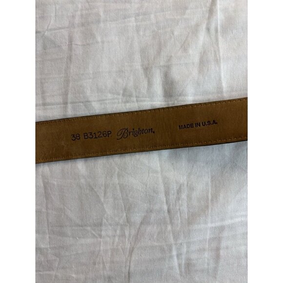 Brighton Brown Leather Belt With Silver Heart Buckle Size 38 - Picture 5 of 5